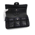 CHANEL CLASSIC FLAP MEDIUM CHAIN SHOULDER BAG BLACK SILVER SEQUINS LEATHER SILVER HARDWARE 90340129