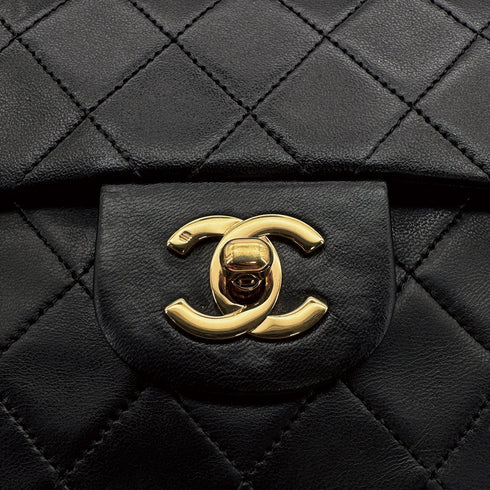 CHANEL CLASSIC FLAP SMALL CHAIN SHOULDER BAG BLACK LAMB SKIN GOLD HARDWARE 90312694