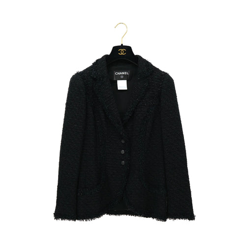 CHANEL COCO BUTTON TWEED JACKET BLACK NYLON 40 P27 RTW 90311056 - PURPOSE