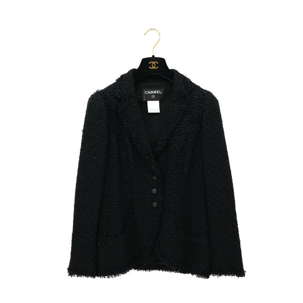 CHANEL COCO BUTTON TWEED JACKET BLACK NYLON 40 P27 RTW 90311056 - PURPOSE