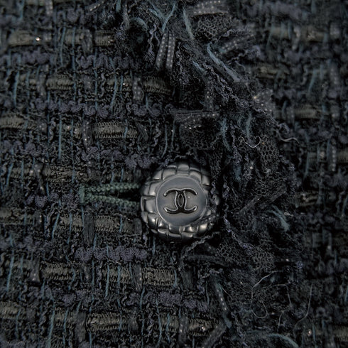 CHANEL COCO BUTTON TWEED JACKET BLACK NYLON 40 P27 RTW 90311056 - PURPOSE