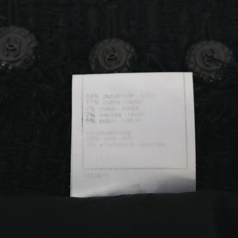 CHANEL COCO BUTTON TWEED JACKET BLACK NYLON 40 P27 RTW 90311056 - PURPOSE