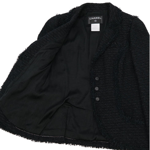 CHANEL COCO BUTTON TWEED JACKET BLACK NYLON 40 P27 RTW 90311056 - PURPOSE