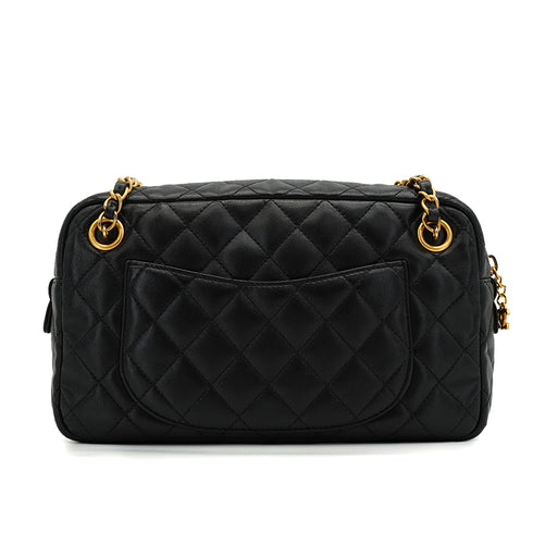 CHANEL MADEMOISELLE CHAIN SHOULDER JACKET BAG BLACK LAMB SKIN GOLD HARDWARE 90340369