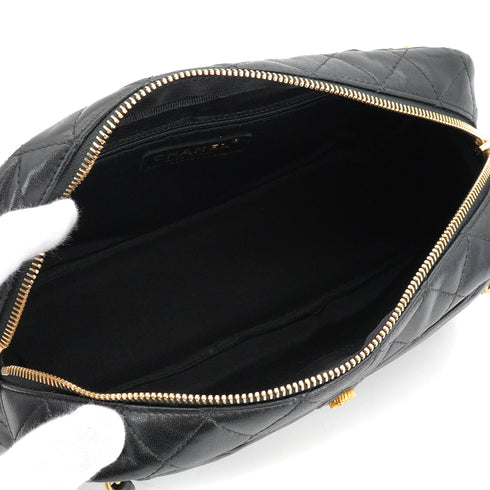 CHANEL MADEMOISELLE CHAIN SHOULDER JACKET BAG BLACK LAMB SKIN GOLD HARDWARE 90340369
