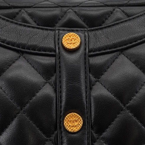 CHANEL MADEMOISELLE CHAIN SHOULDER JACKET BAG BLACK LAMB SKIN GOLD HARDWARE 90340369