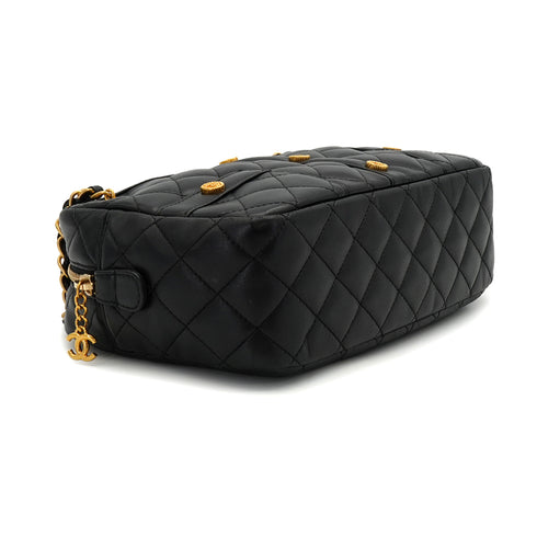 CHANEL MADEMOISELLE CHAIN SHOULDER JACKET BAG BLACK LAMB SKIN GOLD HARDWARE 90340369
