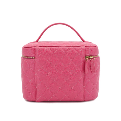 CHANEL MATELASSE VANITY HAND BAG PINK CAVIAR SKIN GOLD HARDWARE 90332586