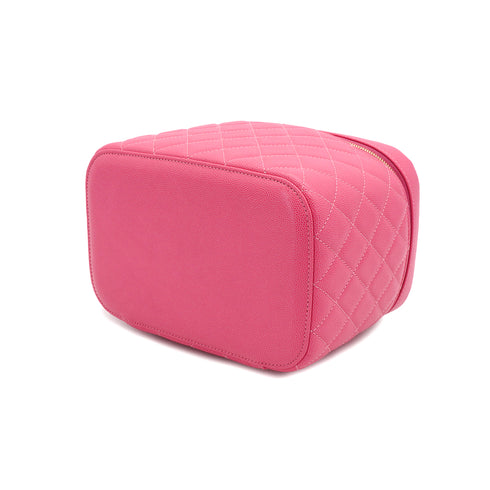 CHANEL MATELASSE VANITY HAND BAG PINK CAVIAR SKIN GOLD HARDWARE 90332586