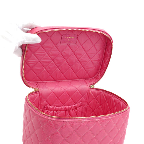 CHANEL MATELASSE VANITY HAND BAG PINK CAVIAR SKIN GOLD HARDWARE 90332586