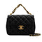 CHANEL MINI MATELASSE CHAIN SHOULDER BAG FAUX PEARL BLACK LAMB SKIN GOLD HARDWARE 90340178