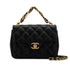 CHANEL MINI MATELASSE CHAIN SHOULDER BAG FAUX PEARL BLACK LAMB SKIN GOLD HARDWARE 90340178