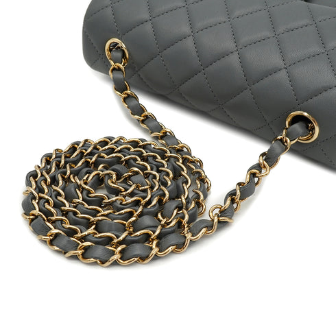 CHANEL MINI MATELASSE CHAIN SHOULDER BAG GRAY LAMB SKIN GOLD HARDWARE 90334152