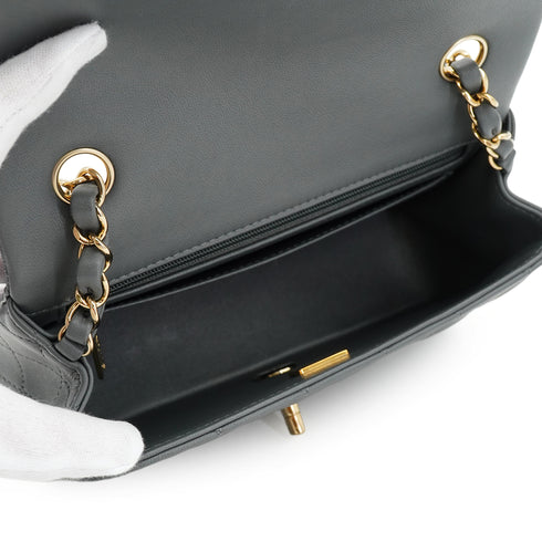 CHANEL MINI MATELASSE CHAIN SHOULDER BAG GRAY LAMB SKIN GOLD HARDWARE 90334152