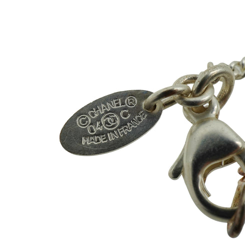 CHANEL NECKLACE BEADS COCOMARK SILVER ACCESSORY 04C 90338373