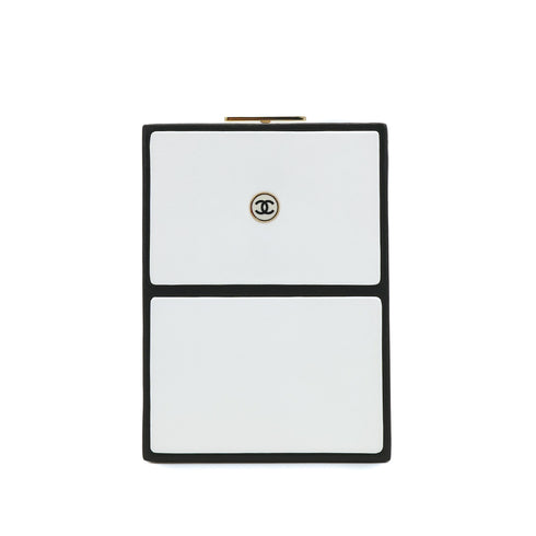 CHANEL N°5 PERFUME BOX CLUTCH CHAIN SHOULDER BAG BLACK WHITE LEATHER 90312939