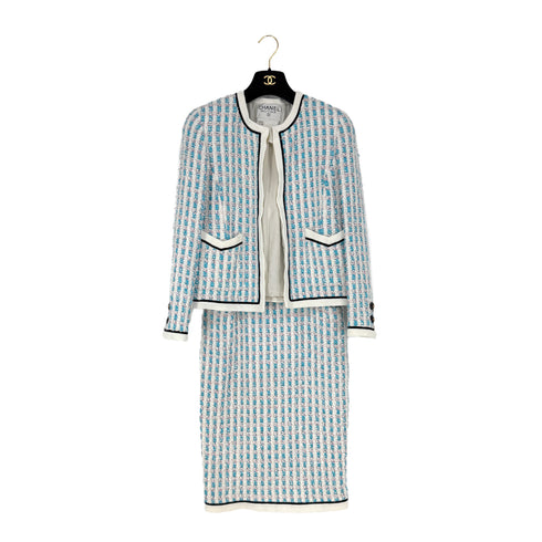 CHANEL VINTAGE COCO BUTTON JACKET SKIRT SET MULTICOLOR TWEED RTW 90311995