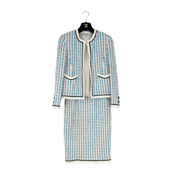CHANEL VINTAGE COCO BUTTON JACKET SKIRT SET MULTICOLOR TWEED RTW 90311995
