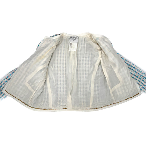 CHANEL VINTAGE COCO BUTTON JACKET SKIRT SET MULTICOLOR TWEED RTW 90311995