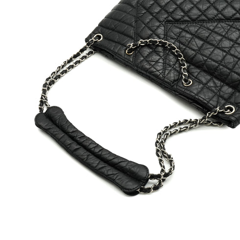 CHANEL 2.55 GIRDLE CABAS TOTE BAG LEATHER SILVER HARDWARE 90337656