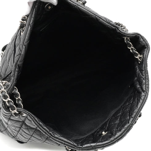 CHANEL 2.55 GIRDLE CABAS TOTE BAG LEATHER SILVER HARDWARE 90337656