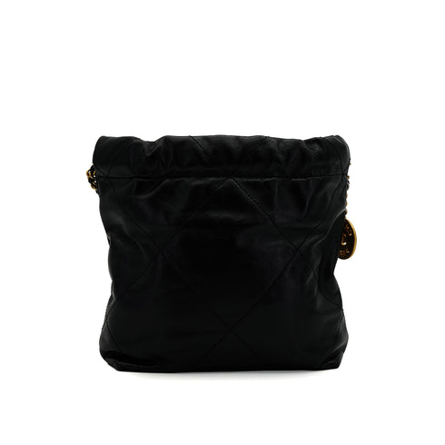 CHANEL 22 MINI CHAIN SHOULDER BAG BLACK LAMB SKIN GOLD HARDWARE 90337664