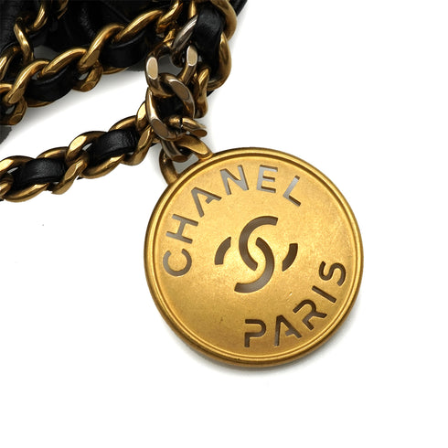 CHANEL 22 MINI CHAIN SHOULDER BAG BLACK LAMB SKIN GOLD HARDWARE 90337664