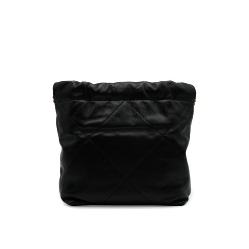 CHANEL 22 MINI CHAIN SHOULDER BAG BLACK LAMB SKIN GOLD HARDWARE 90337666