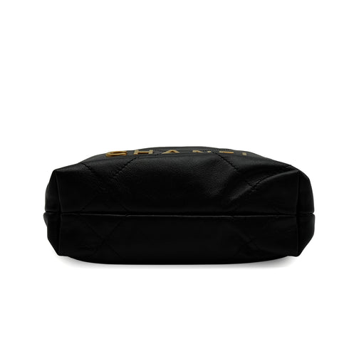 CHANEL 22 MINI CHAIN SHOULDER BAG BLACK LAMB SKIN GOLD HARDWARE 90337666