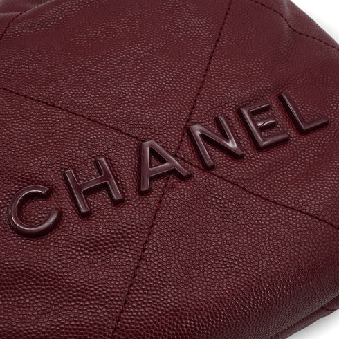 CHANEL 22 MINI CHAIN SHOULDER BAG BORDEAUX CAVIAR SKIN GOLD HARDWARE 90335879