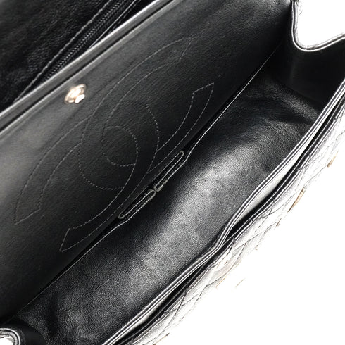 CHANEL 2.55 CHAIN SHOULDER BAG CUTLERY CARM BLACK LEATHER SILVER HARDWARE 90347928