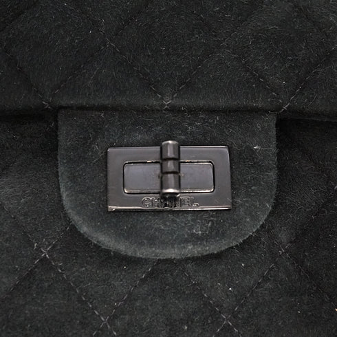 VINTAGE CHANEL 2.55 MATERASSE CHAIN SHOULDER BAG SO BLACK SUEDE BLACK HARDWARE 90346122