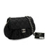 CHANEL AROUND CHAIN SHOULDER BAG BLACK LAMB SKIN SILVER HARDWARE 90344376