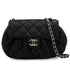 CHANEL AROUND CHAIN SHOULDER BAG BLACK LAMB SKIN SILVER HARDWARE 90344376