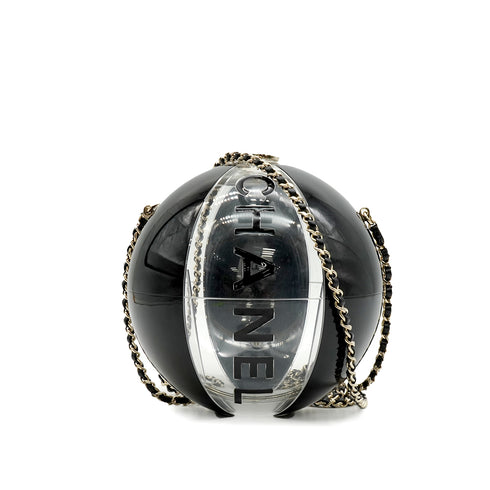 CHANEL LOGO BEACH BALL CHAIN SHOULDER BAG PLASTIC LEATHER GOLD HARDWARE 90346680