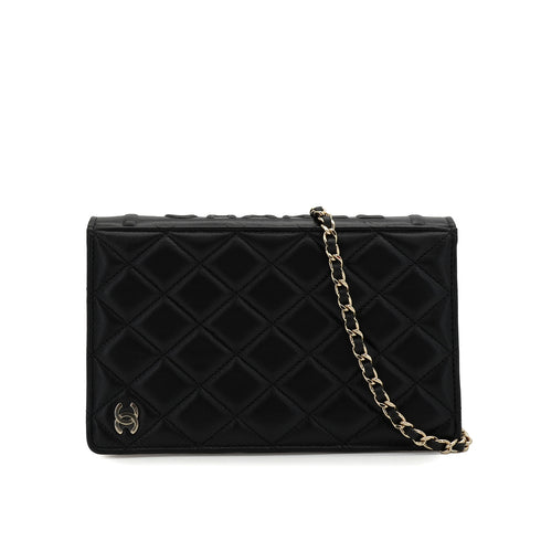 CHANEL BOOK MOTIF COCOMARK LOGO CHAIN SHOULDER BAG BLACK LAMB SKIN SILVER HARDWARE 90341721