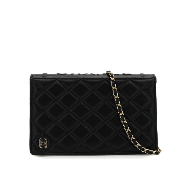 CHANEL BOOK MOTIF COCOMARK LOGO CHAIN SHOULDER BAG BLACK LAMB SKIN SILVER HARDWARE 90341721