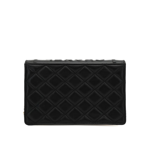 CHANEL BOOK MOTIF COCOMARK LOGO CHAIN SHOULDER BAG BLACK LAMB SKIN SILVER HARDWARE 90341721