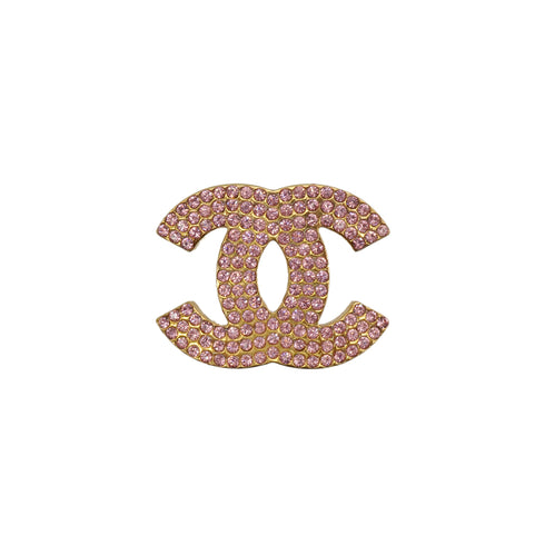 CHANEL BROOCH COCOMARK RHINESTONE GOLD PINK ACCESSORY 02P 90338390