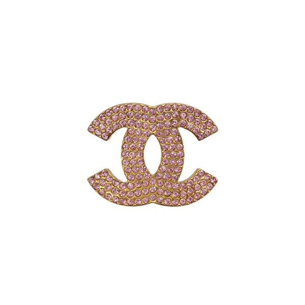 CHANEL BROOCH COCOMARK RHINESTONE GOLD PINK ACCESSORY 02P 90338390