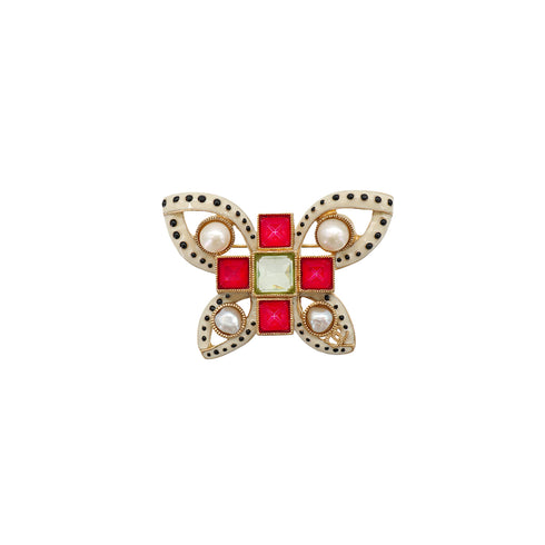 CHANEL BUTTERFLY COCOMARK BROOCH GOLD MULTICOLOR ACCESSORY A16C 90344400