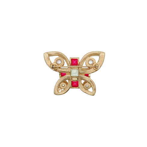 CHANEL BUTTERFLY COCOMARK BROOCH GOLD MULTICOLOR ACCESSORY A16C 90344400