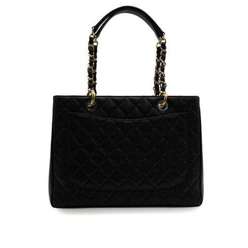 CHANEL CAMBON MATELASSE HAND BAG BLACK CAVIAR SKIN GOLD HARDWARE 90346675