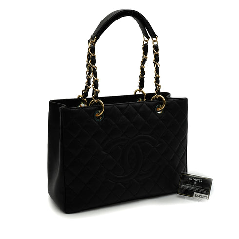 CHANEL CAMBON MATELASSE HAND BAG BLACK CAVIAR SKIN GOLD HARDWARE 90346675