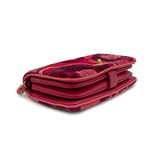 CHANEL CAMELLIA 2WAY CHAIN HAND SHOULDER BAG RED PINK VELVET GOLD HARDWARE 90318730