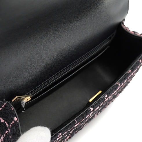 CHANEL CAMELLIA CHAIN SHOULDER BAG BLACK PINK TWEED GOLD HARDWARE 90328468