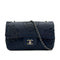 CHANEL CAMELLIA CHAIN SHOULDER BAG NAVY LEATHER SILVER HARDWARE 90313669