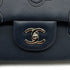 CHANEL CAMELLIA CHAIN SHOULDER BAG NAVY LEATHER SILVER HARDWARE 90313669