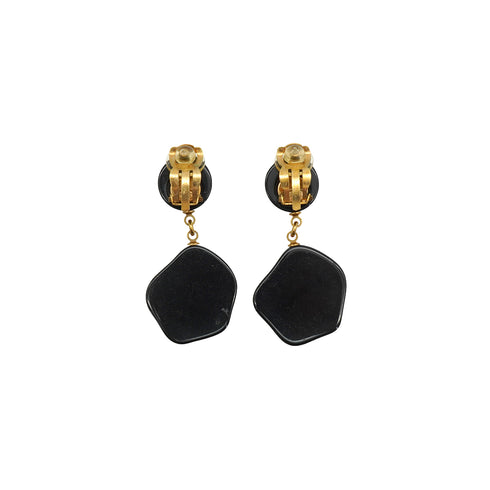 CHANEL CAMELLIA EARRINGS COCOMARK WHITE BLACK SWING ACCESSORY 03P 90340383