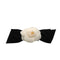 VINTAGE CHANEL CAMELLIA RIBBON VALLETTA BLACK WHITE HAIR ACCESSORY 90345163
